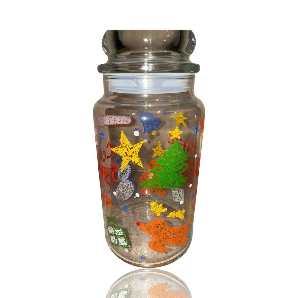 Vintage Anchor Hocking "Cookies For Santa" Christmas Glass Canister Jar